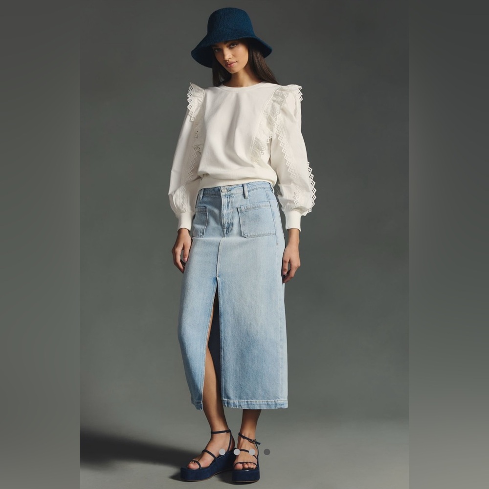 By Anthropologie Ruffle Sleeve Top, Size Medium